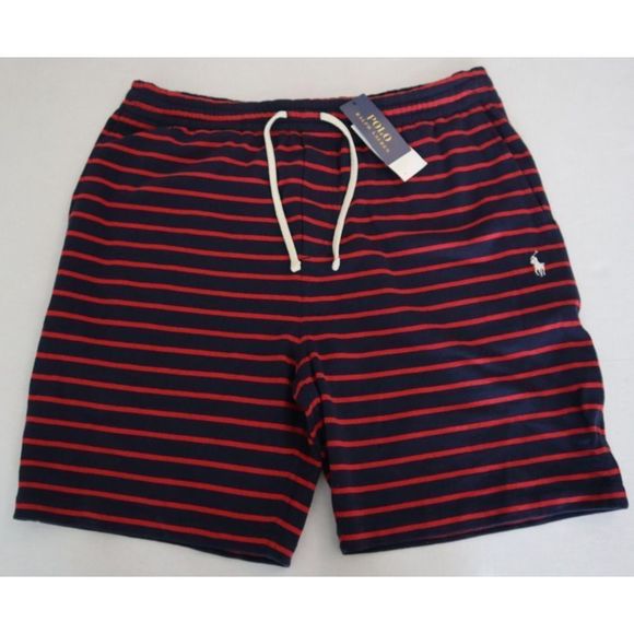Polo Ralph Lauren Men's Sz XL Navy/Red Striped Cotton-Linen Terry Shorts $80 - Picture 1 of 9